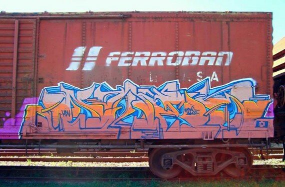 Graffiti de Does HDV em trem de carga - fr8 train (5)