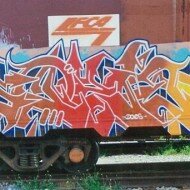 Graffiti wildstyle de Does hdv em trem de carga 2004 (2)