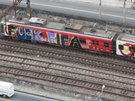 Fuck Fifa graffiti Train Rio de Janeiro